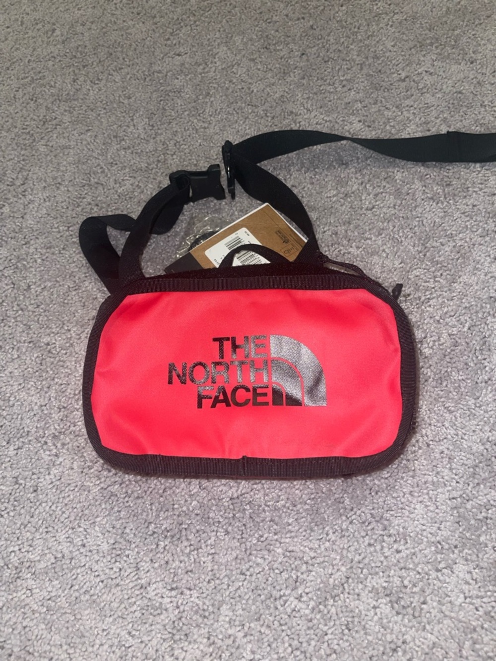 The North Face Red and Black Belt Bag with Logo